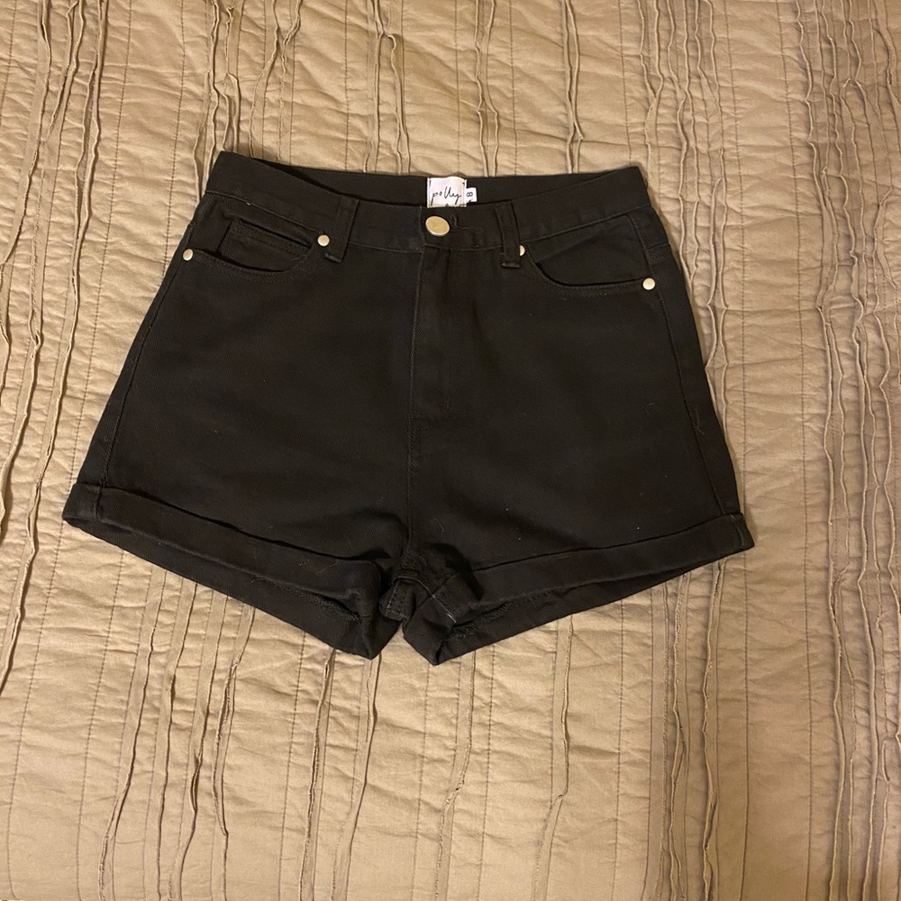 Princesspolly Black Denim High Waisted Shorts